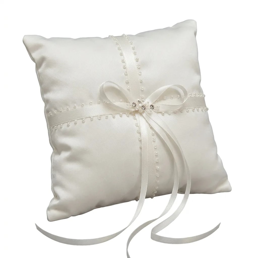 Classic Satin & Rhinestone Ring Bearer Pillow